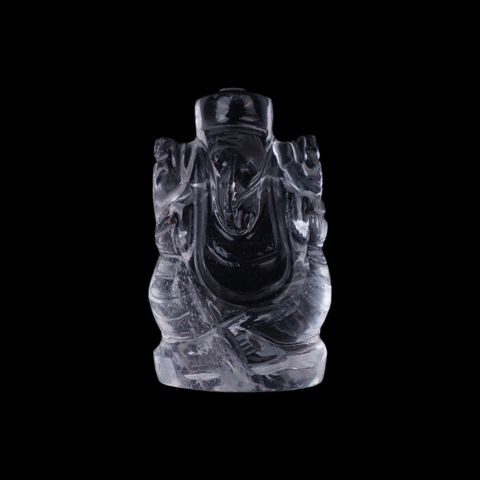 Sphatik Ganesh Murti - 1.25 x 0.75 Inches | Sphatik Ganpati Murti/ Spatik Vinayaka Statue for Pooja - Sphatik & Semi Precious Stone Murties