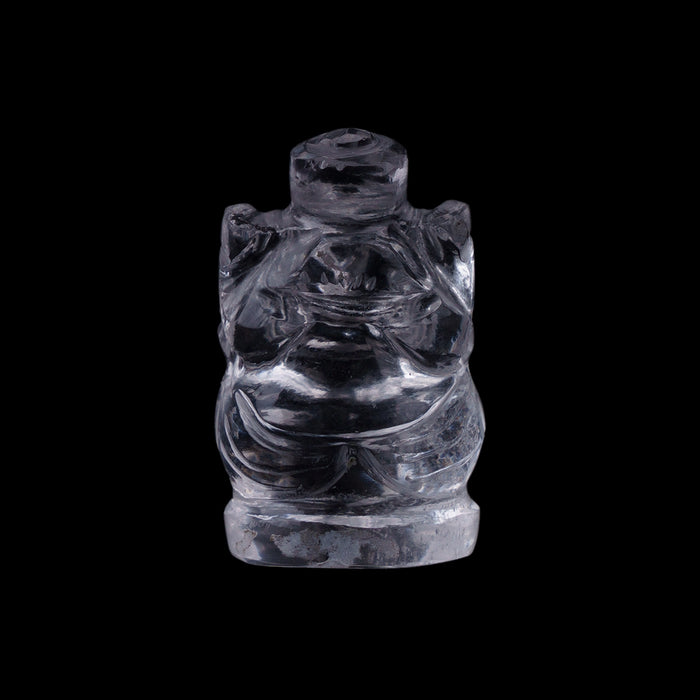 Sphatik Ganesh Murti - 1.25 x 0.75 Inches | Sphatik Ganpati Murti/ Spatik Vinayaka Statue for Pooja - Sphatik & Semi Precious Stone Murties