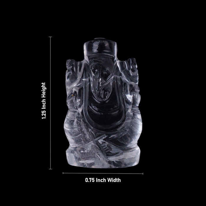 Sphatik Ganesh Murti - 1.25 x 0.75 Inches | Sphatik Ganpati Murti/ Spatik Vinayaka Statue for Pooja - Sphatik & Semi Precious Stone Murties