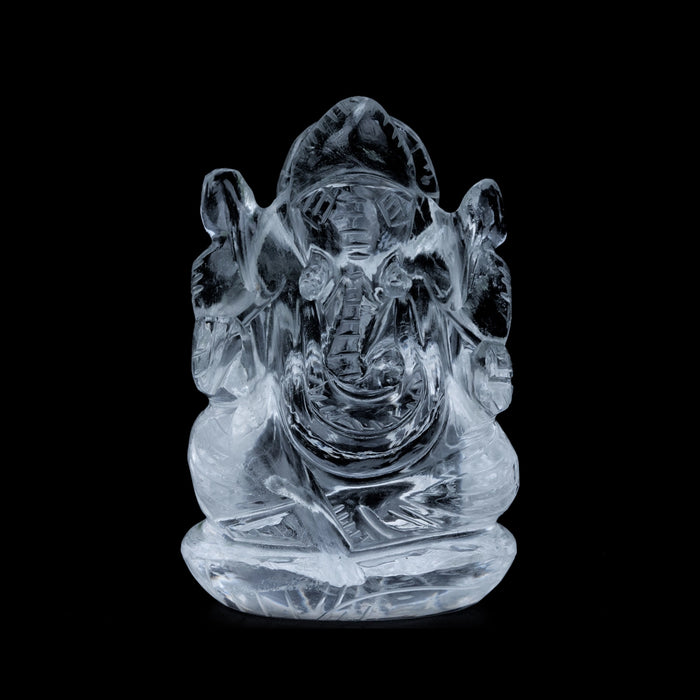 Sphatik Ganesh Murti - 1.25 x 0.75 Inches | Sphatik Ganpati Murti/ Spatik Vinayaka Statue for Pooja - Sphatik & Semi Precious Stone Murties