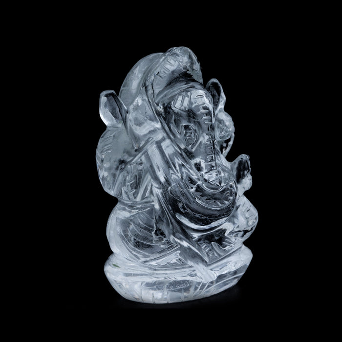 Sphatik Ganesh Murti - 1.25 x 0.75 Inches | Sphatik Ganpati Murti/ Spatik Vinayaka Statue for Pooja - Sphatik & Semi Precious Stone Murties