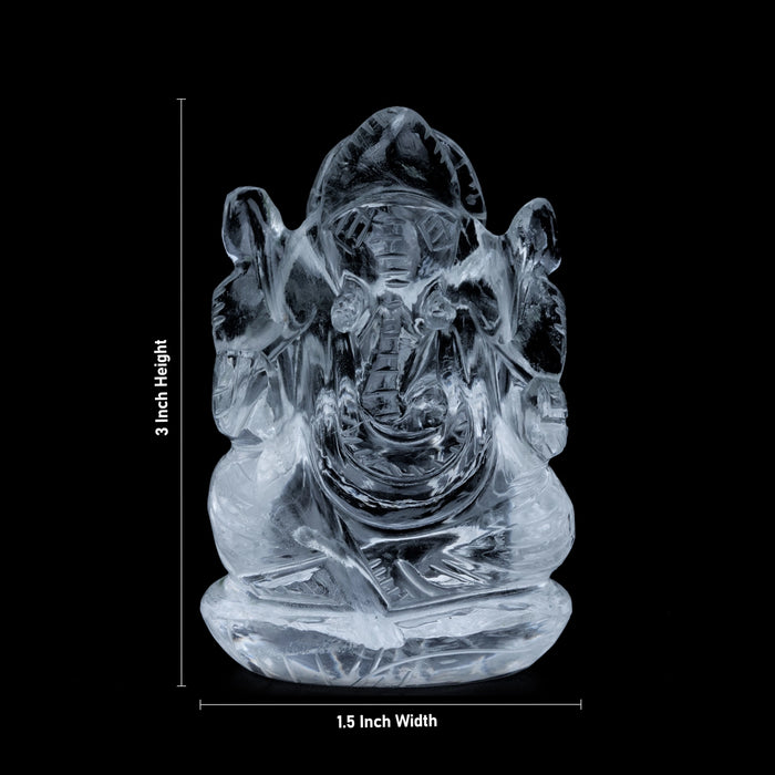 Sphatik Ganesh Murti - 3 x 1.5 Inches | Vinayaka Idol/ Sphatik Ganpati Idol for Pooja/ 80 Gms Approx