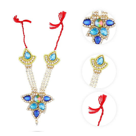 Mala Kireedam Set | Multi Colour Stone/ Mukut with Maala/ Jewellery for Deity - Deity Jewellery & Vastra Sets