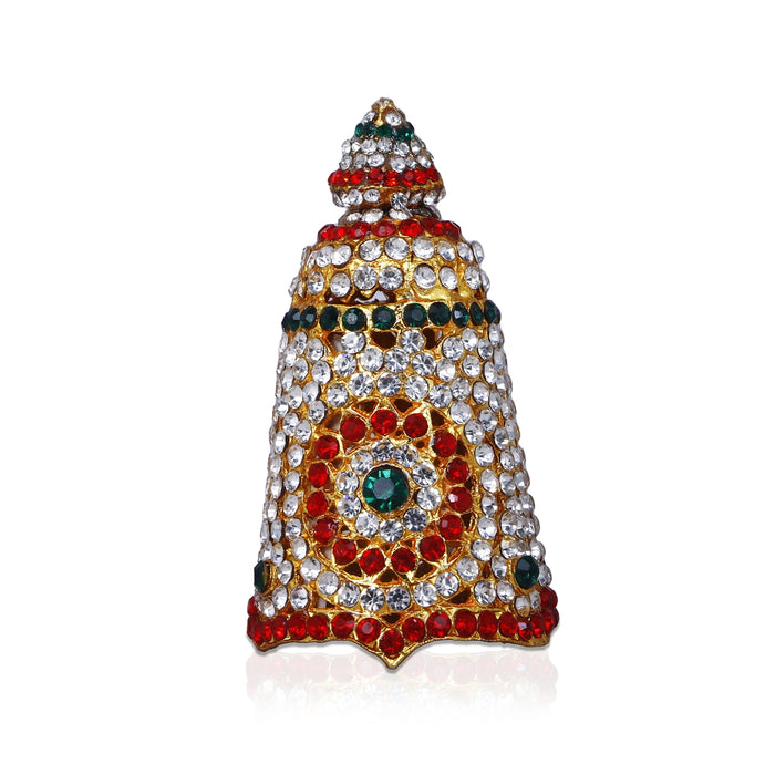 Stone Kireedam - 2.75 x 1.5 Inches | Full Mukut/ Multicolour Stone Kiritam/ Crown for Deity - Head & Face Accessories