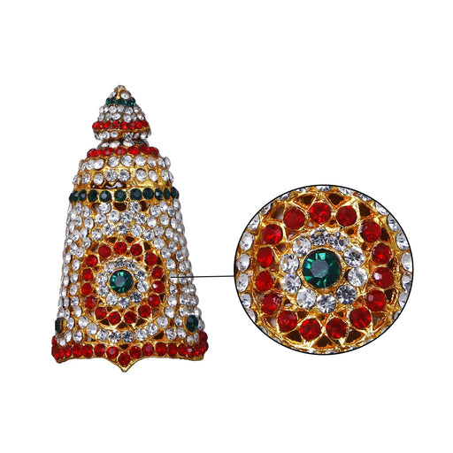 Stone Kireedam - 2.75 x 1.5 Inches | Full Mukut/ Multicolour Stone Kiritam/ Crown for Deity - Head & Face Accessories