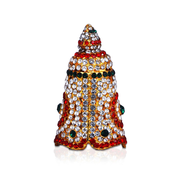 Stone Kireedam - 2.75 x 1.5 Inches | Full Mukut/ Multicolour Stone Kiritam/ Crown for Deity - Head & Face Accessories