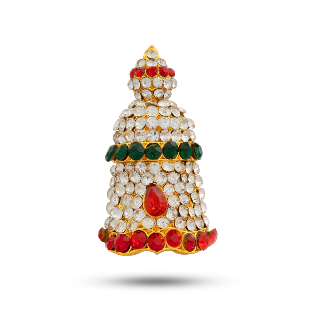 Stone Half Crown - 1.5 x 0.75 Inches | Stone Kireedam/ Multicolour Stone Mukut for Deity