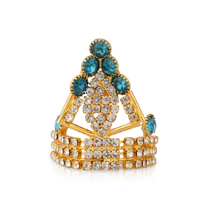 Stone Mukut - 1.25 x 1.5 Inches | Half Kiridam/ God Crown/ Kireedam/ Turban For Deity Alangaram