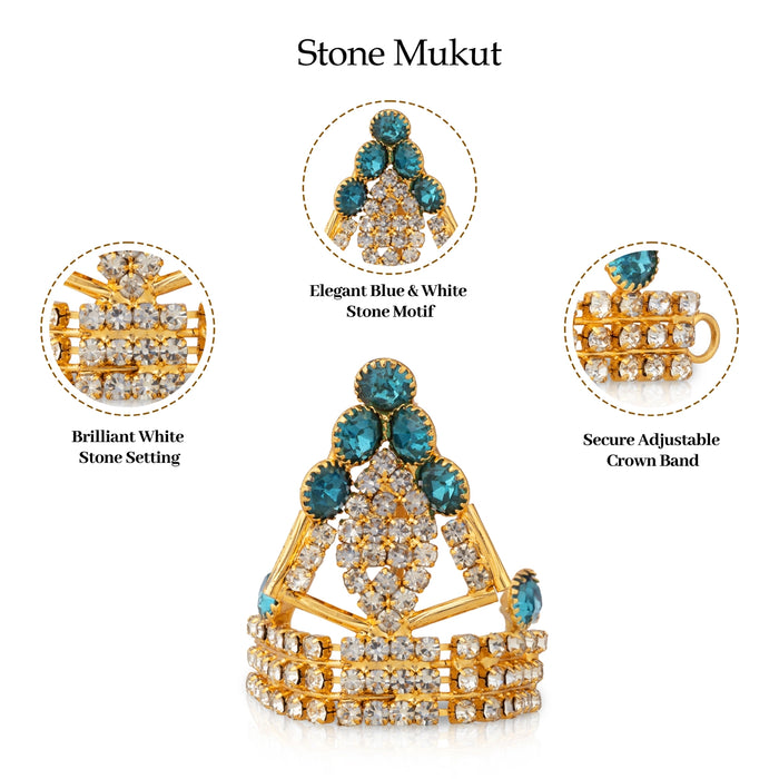 Stone Mukut - 1.25 x 1.5 Inches | Half Kiridam/ God Crown/ Kireedam/ Turban For Deity Alangaram