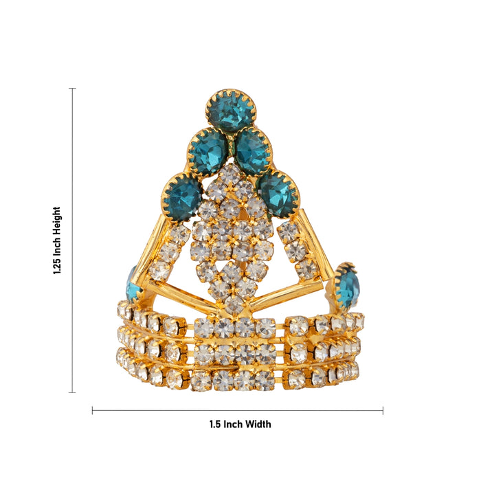 Stone Mukut - 1.25 x 1.5 Inches | Half Kiridam/ God Crown/ Kireedam/ Turban For Deity Alangaram