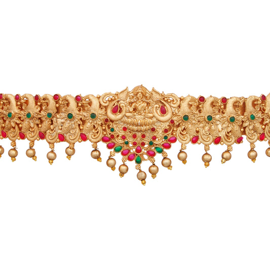 Waist Belt | Gold Polish with Beads Design Hip Belt/ Lakshmi Design Jewellery for Deity Decor - Waist & Leg Accessories