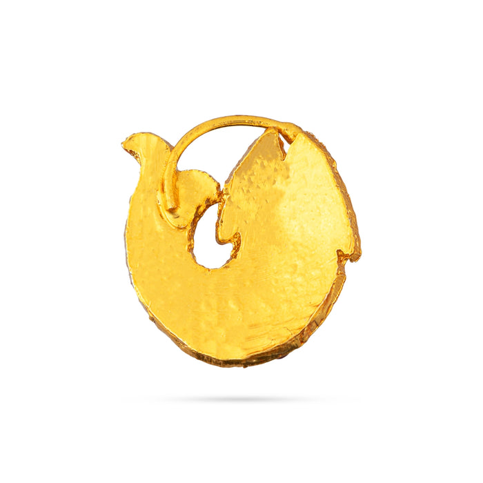 Fish Design Nathu Nose Pin - 1 X 1 Inch | Multicolour Stone Nose Ring/ Nathni/ Nose Studs For Deity Decor - Head & Face Accessories