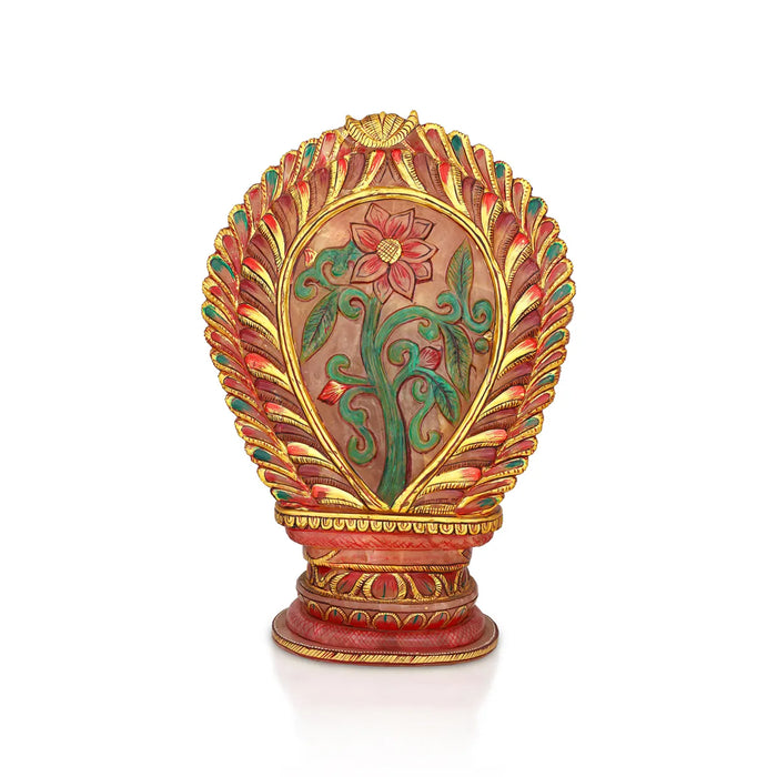 Ayyappan Sitting on Base Murti - 16 x 11 Inches | Rose Quartz Ayyappa Idol/ Iyyapan Statue For Pooja - Sphatik & Semi Precious Stone Murties