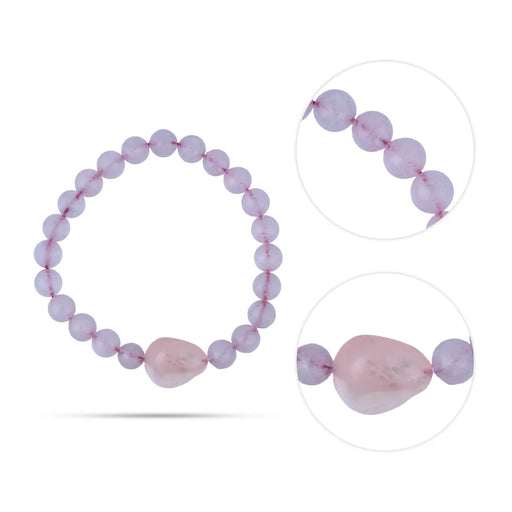 Rose Quartz Bracelet - 2.5 inches | Semi precious stone / Rose Crystal Bracelet for Men & Women - Bracelet