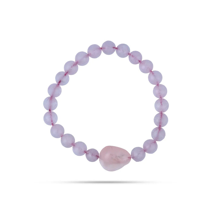 Rose Quartz Bracelet - 2.5 inches | Semi precious stone / Rose Crystal Bracelet for Men & Women - Bracelet