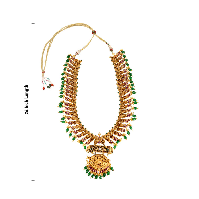 Necklace With Earring Set - 24 Inches | Stone Jewellery & Earring / Artificial Jewelry For Traditional Wear - Ethnic Wear Accessories