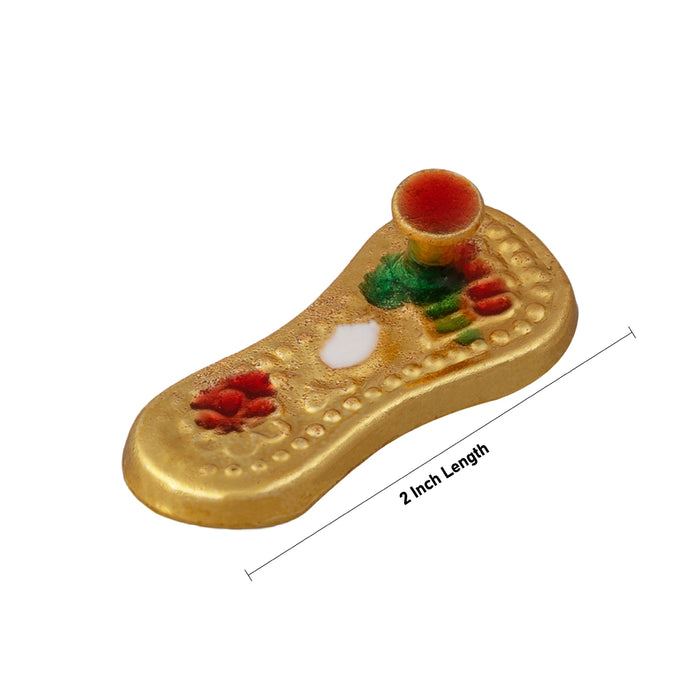 Padhuka Set - 2 Inches | Gold Polish Decorative Charan Paduka/ Lakshmi Paadham for Temple & Pooja Rituals