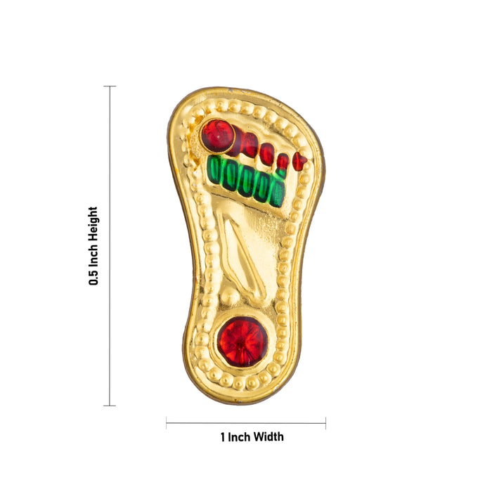 Padhuka Pair - 0.5 x 1 Inches | Decorative Paduka / Gold Polish Paadham for Pooja, Temple & Spiritual Worship