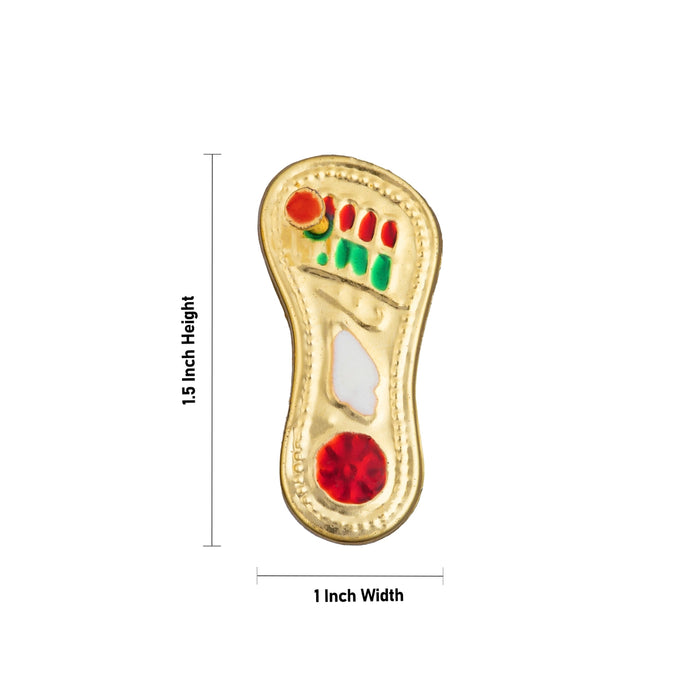 Padhuka Pair - 1.5 x 1 Inches | Gold Polish Charan Paduka/ Lakshmi Padham for Pooja, Mandir & Daily Worship