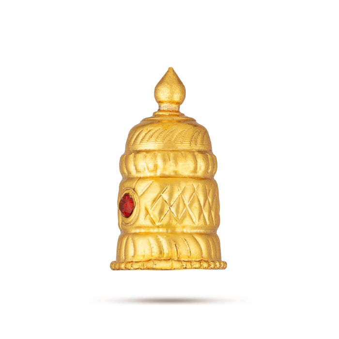 Full Gold Polish Kireedam - 1.75 X 1 Inches | Single Stone Crown/ Kiridam/ Mukut For Deity Alangaram - Head & Face Accessories