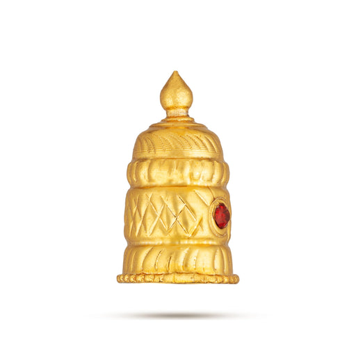 Full Gold Polish Kireedam - 1.75 X 1 Inches | Single Stone Crown/ Kiridam/ Mukut For Deity Alangaram - Head & Face Accessories