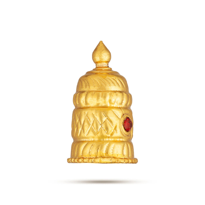 Full Gold Polish Kireedam - 1.75 X 1 Inches | Single Stone Crown/ Kiridam/ Mukut For Deity Alangaram - Head & Face Accessories