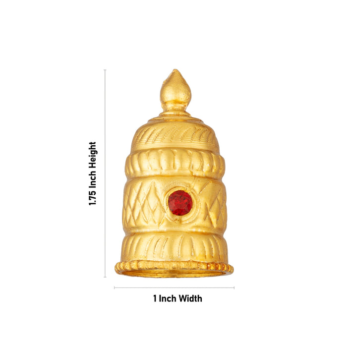 Full Gold Polish Kireedam - 1.75 X 1 Inches | Single Stone Crown/ Kiridam/ Mukut For Deity Alangaram - Head & Face Accessories