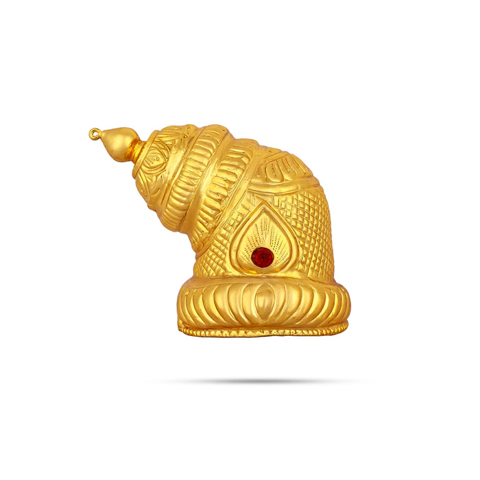 Andal Kireedam - 4.5 X 5.5 Inches | Single Stone Kiridam/ Gold Polish Crown/ Mukut For Deity Decoration - Head & Face Accessories