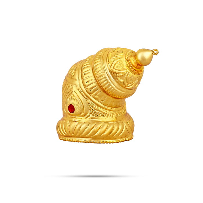 Andal Kireedam - 4.5 X 5.5 Inches | Single Stone Kiridam/ Gold Polish Crown/ Mukut For Deity Decoration - Head & Face Accessories