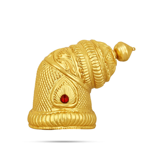 Andal Kireedam - 5 X 5.5 Inches | Single Stone Kiridam/ Gold Polish Crown/ Mukut For Deity Decoration - Head & Face Accessories