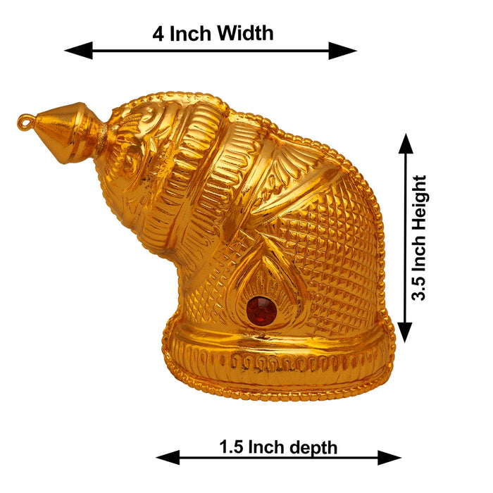 Mukut - 3.5 Inch | Half Crown/ Andal Kireedam/ Gold Polish Jewellery/ Kiritam for Deity - Head & Face Accessories