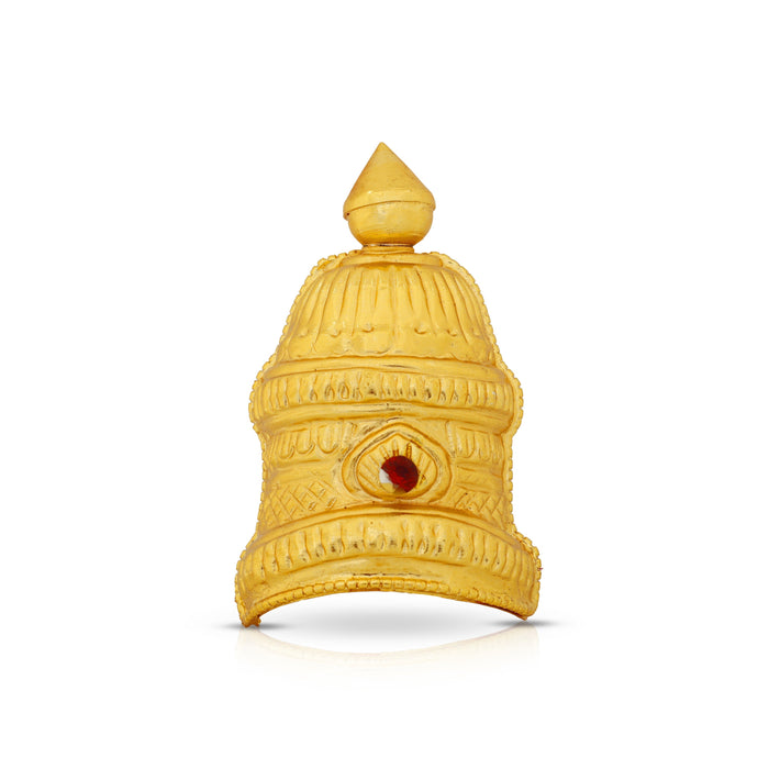 Kiritam - 4 x 2.25 Inches | Mukut/ Gold Polish Crown/ Half Kireedam/ Jewellery for Deity - Head & Face Accessories