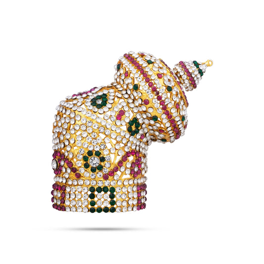 Half Crown - 4 x 3.5 Inches | Multicolour Stone Kireedam/ Andal Mukut/ Kiridam for Deity - Head & Face Accessories