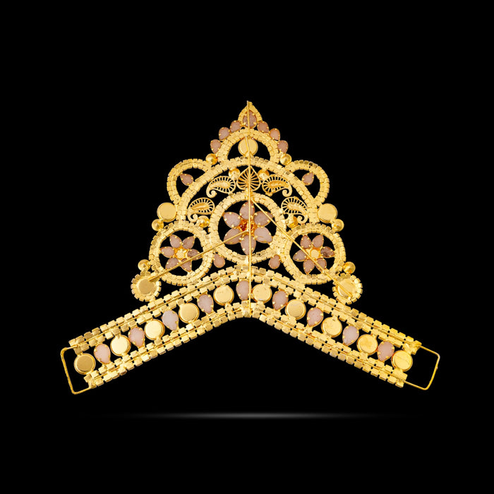 Stone Half Crown Open Type - 5 x 6 Inches | Half Kiridam/ God Mukut / Kireedam/ Turban For Deity Alangaram