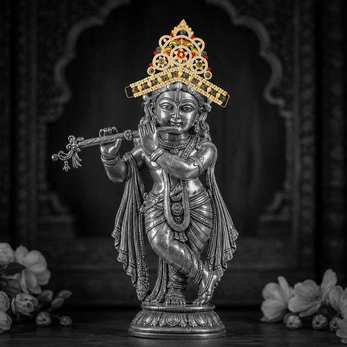 Stone Half Crown Open Type - 5 x 6 Inches | Half Kiridam/ God Mukut / Kireedam/ Turban For Deity Alangaram