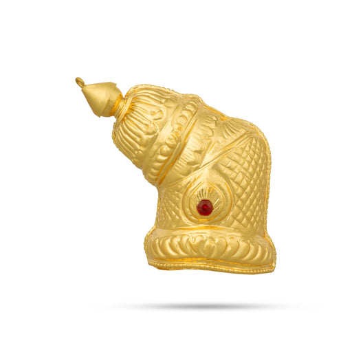 Andal Kireedam - 3.5 X 4 Inches | Gold Polish Crown/ Single Stone Mukut/ Half Kiridam For Deity Alankaram - Head & Face Accessories