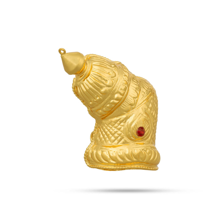 Andal Kireedam - 3.5 X 4 Inches | Gold Polish Crown/ Single Stone Mukut/ Half Kiridam For Deity Alankaram - Head & Face Accessories