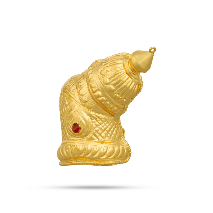 Andal Kireedam - 3.5 X 4 Inches | Gold Polish Crown/ Single Stone Mukut/ Half Kiridam For Deity Alankaram - Head & Face Accessories