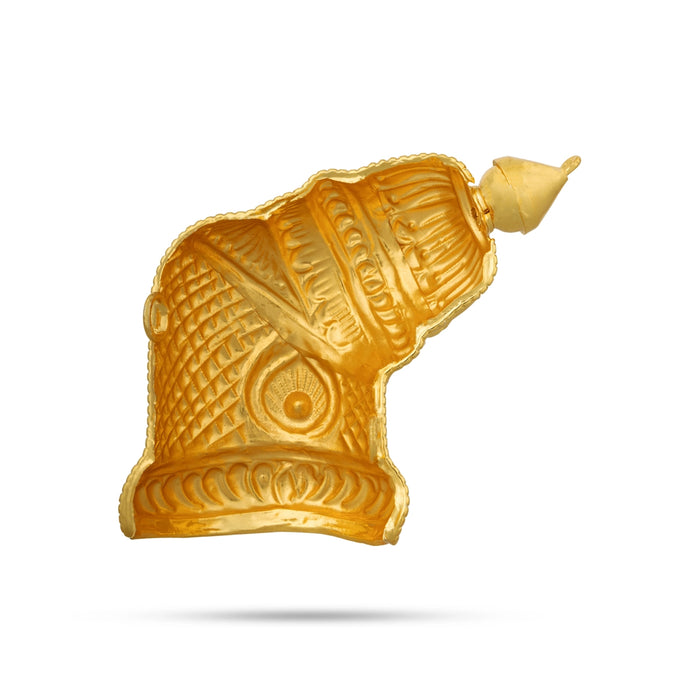 Andal Kireedam - 3.5 X 4 Inches | Gold Polish Crown/ Single Stone Mukut/ Half Kiridam For Deity Alankaram - Head & Face Accessories