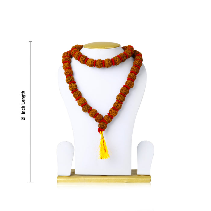 5 Mukhi Rudraksha Mala With Velvet Thread Knot - 21 Inches | Kanthi Mala/ 54 Beads Ruthratcham Malai for Men - Rudraksha Mala, Pendant, Bracelet