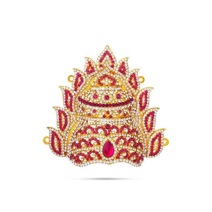 Half Crown - 5.5 x 6 Inches | Multicolour Sudar Design Kireedam/ Stone Mukut/ Kiridam for Deity