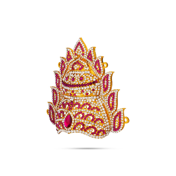 Half Crown - 5.5 x 6 Inches | Multicolour Sudar Design Kireedam/ Stone Mukut/ Kiridam for Deity