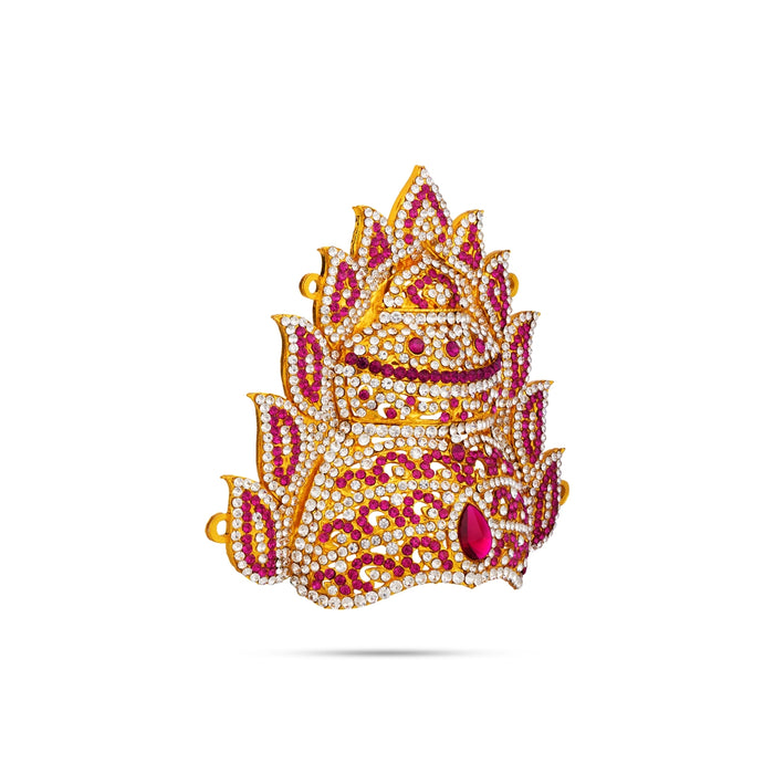 Half Crown - 5.5 x 6 Inches | Multicolour Sudar Design Kireedam/ Stone Mukut/ Kiridam for Deity