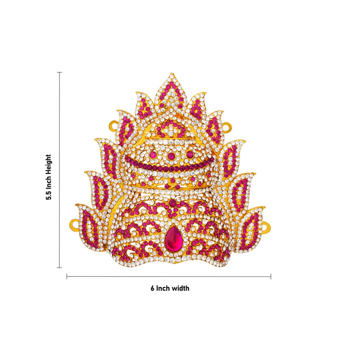 Half Crown - 5.5 x 6 Inches | Multicolour Sudar Design Kireedam/ Stone Mukut/ Kiridam for Deity