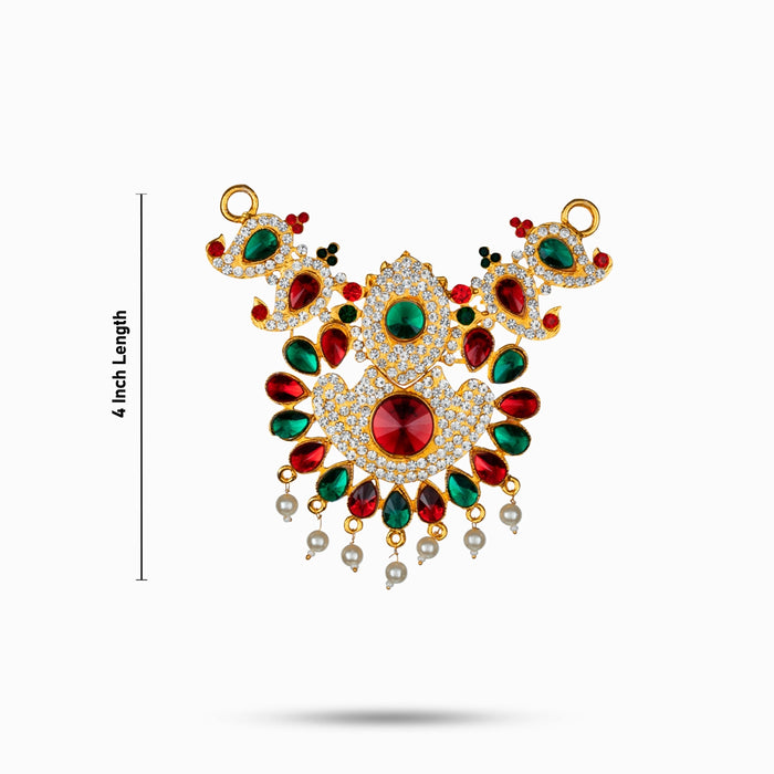 Mango Necklace | Multicolour Stone Mango Jewelry/ Jewellery for Deity