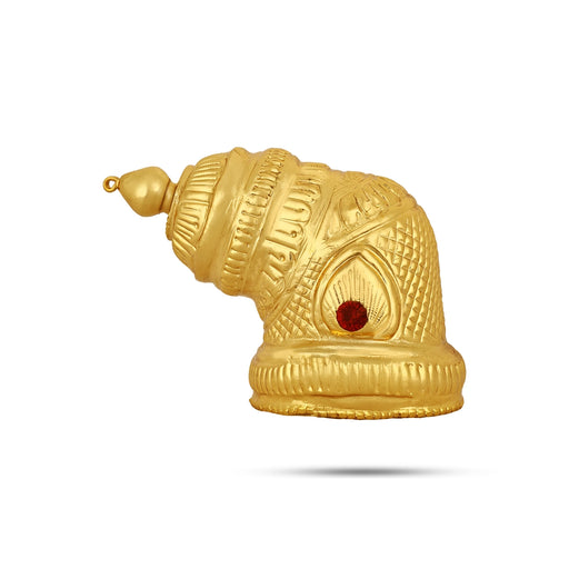 Andal Kireedam - 3 X 2.25 Inches | Single Stone Kiridam/ Gold Polish Crown/ Mukut For Deity Decoration - Head & Face Accessories