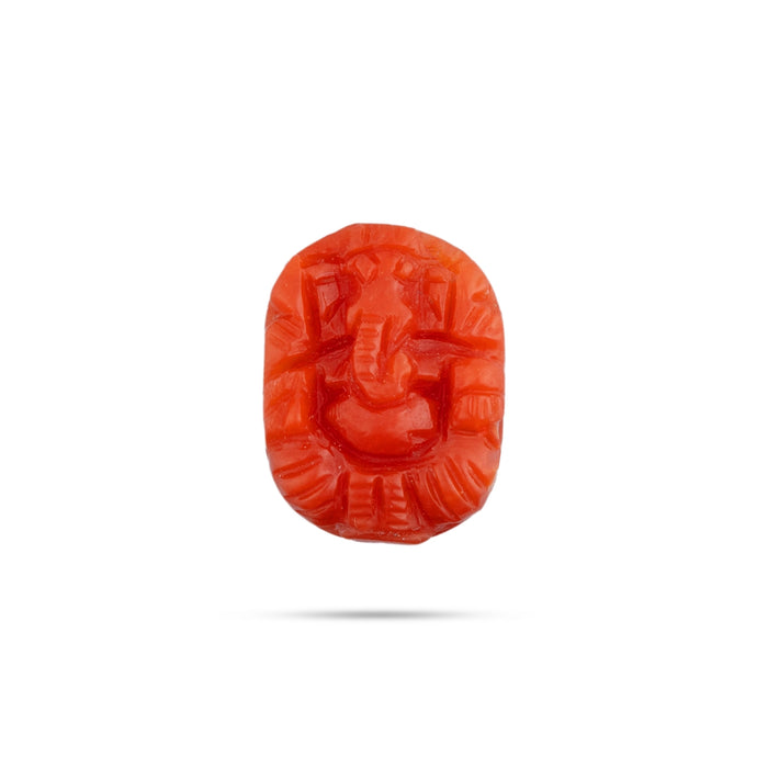 Ganesh Murti - 0.5 x 0.5 Inch | Coral Ganpati Murti/ 5.45 Ct/ Vinayaka Statue for Pooja - Sphatik & Semi Precious Stone Murties