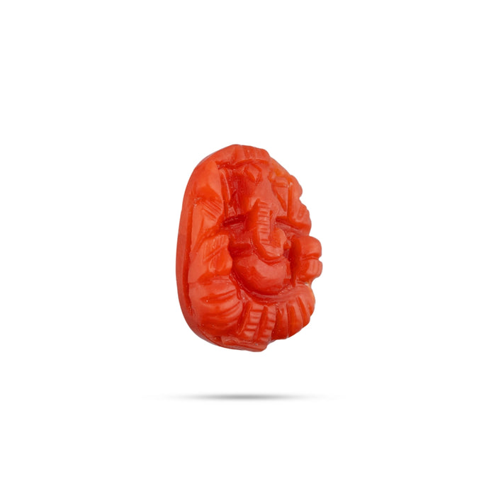Ganesh Murti - 0.5 x 0.5 Inch | Coral Ganpati Murti/ 5.45 Ct/ Vinayaka Statue for Pooja - Sphatik & Semi Precious Stone Murties