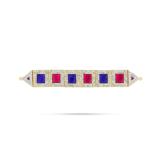 Hip Belt - 8.5 x 1 Inches | Waist Belt/ Multicolour Stone Belt/ Artificial Jewelry for Deity - Waist & Leg Accessories