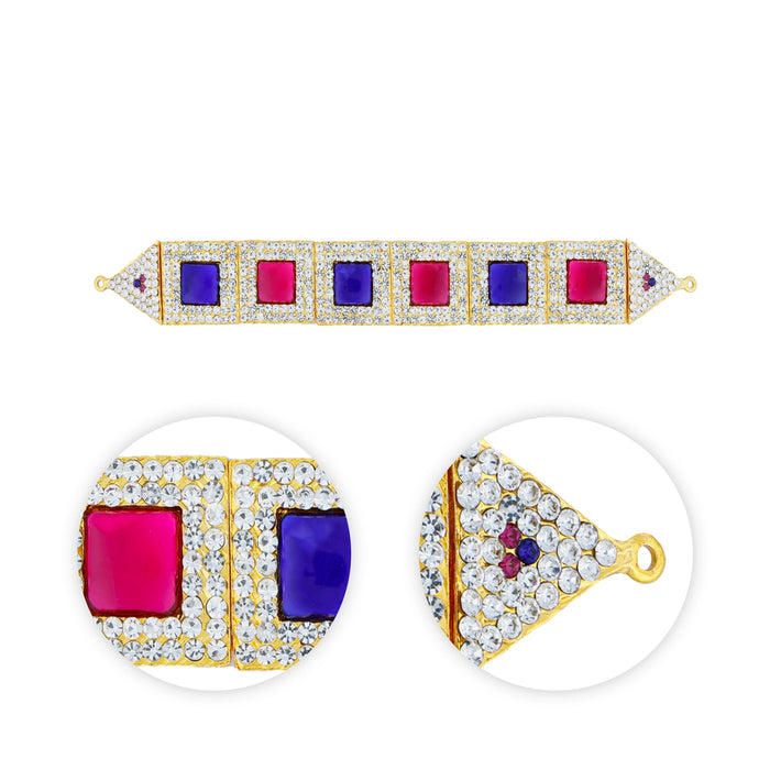 Hip Belt - 8.5 x 1 Inches | Waist Belt/ Multicolour Stone Belt/ Artificial Jewelry for Deity - Waist & Leg Accessories